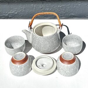 Vintage Japanese crackle teapot & cups